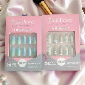 2 Sets of Press In Nails | 24 Nails each Pack | Brand New | Turquoise Nails